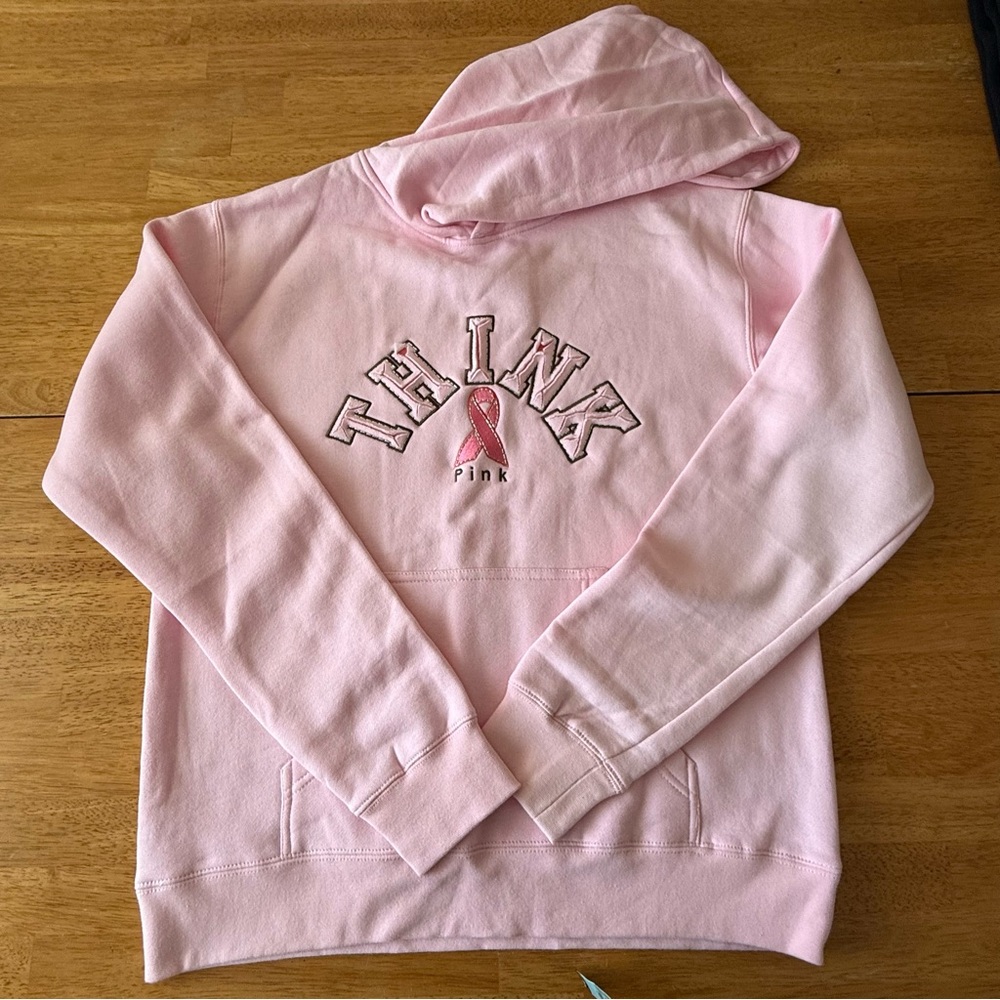 Think Pink Breast Cancer Awareness Hoodie Graphic NWT